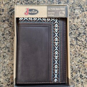 Justin Boots Dark Brown Leather Rodeo Wallet